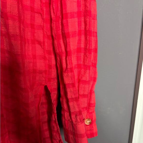 Anthropologie Pink Checkered Long Sleeve Button Front Tunic Size Medium - Picture 4 of 7